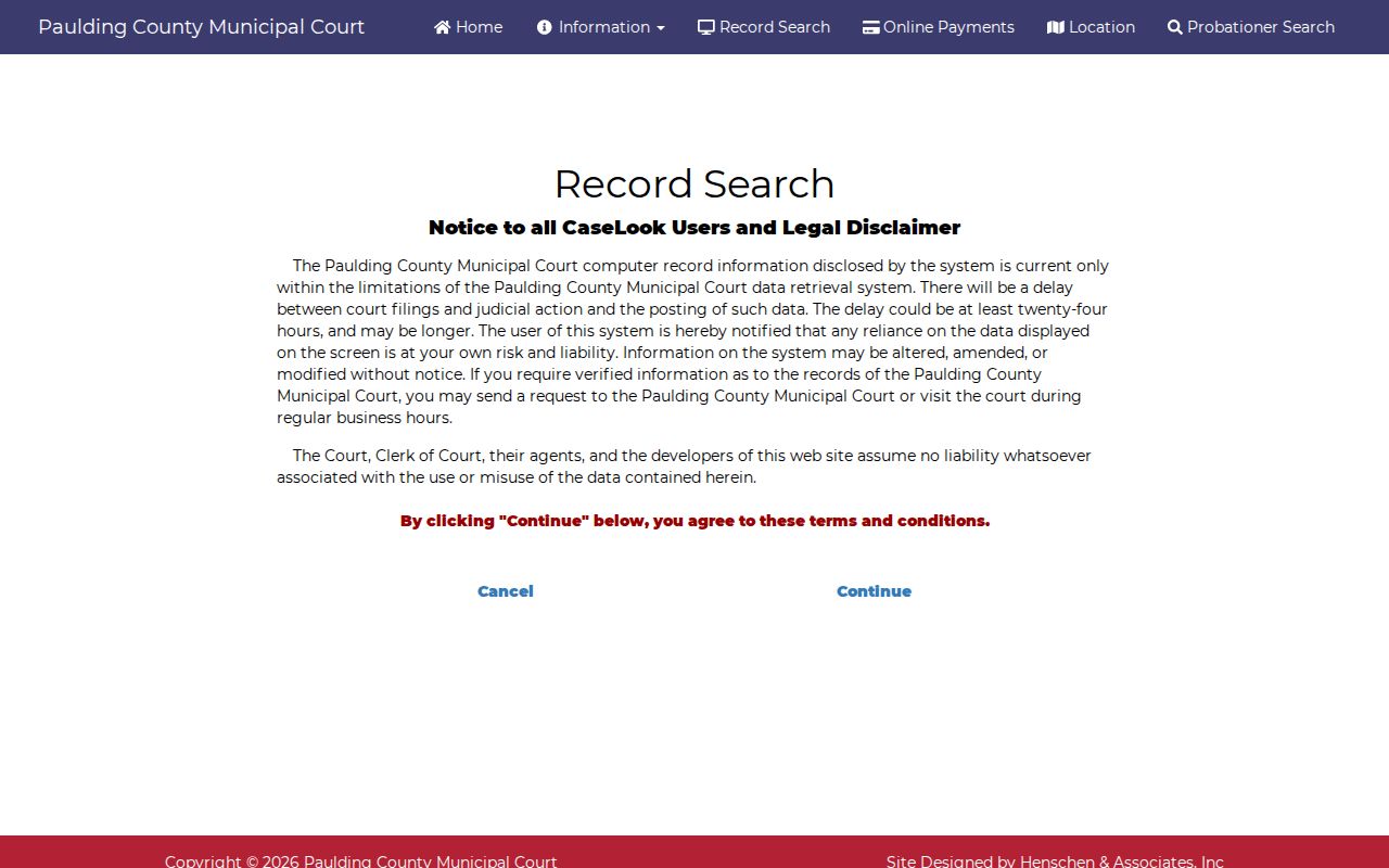 Paulding County docket search Municipal Court calendar search