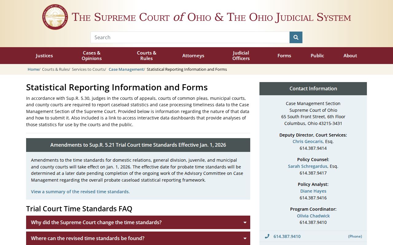 Paulding County court schedule Ohio court statistical reporting source