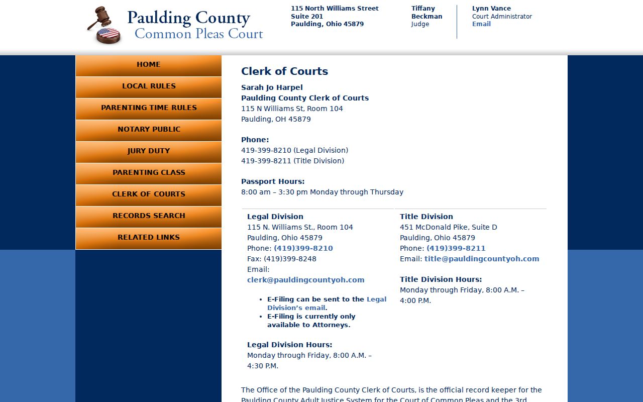 Paulding County criminal docket Legal Division clerk page