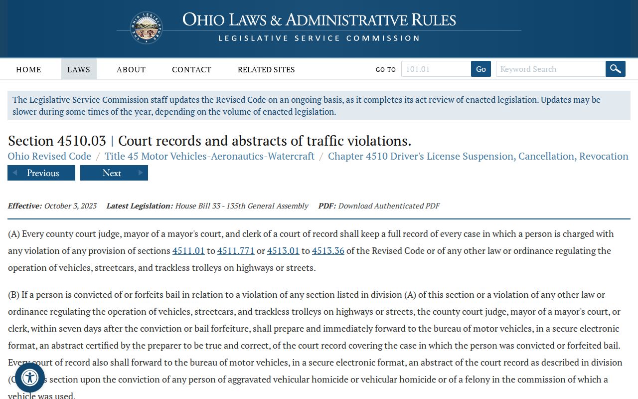 Payne court records context for Ohio traffic disposition reporting